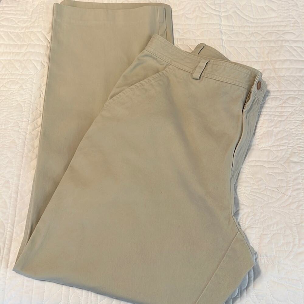 Alex Canon khaki tan chino straight leg flat front cotton pants 35/32